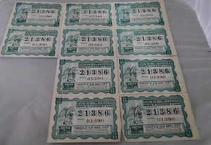 Oct. 4, 1956 El Salvador Loteria Nacional Beneficencia Lotto Tickets Set of 10 - Picture 1 of 3