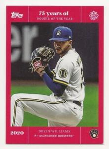 2022 Topps Rookie of the Year 75th Anniversary DEVIN WILLIAMS Ruby 03/10 Brewers - Picture 1 of 1
