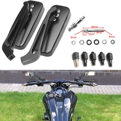BLACK RECTANGLE ALUMINUM 10/8MM SIDE MIRRORS FOR HARLEY DAVIDSON V-ROD NIGHT ROD - Image 1 of 4