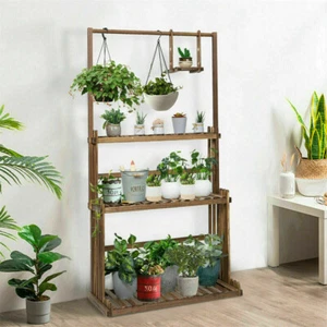 3 Tier Large Wood Plant Stand Vertical Flower Bonsai Display Rack Balcony Garden - Picture 1 of 12