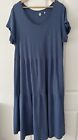 John Lewis AND/OR Jersey Dress Size 18 Blue Cotton Tiered Scoop Neck