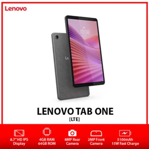 Lenovo Tab One 8.7" LTE Octa Core Android PC Tablet AU – Grey/4GB+64GB/Wi-Fi+4G - Picture 1 of 4