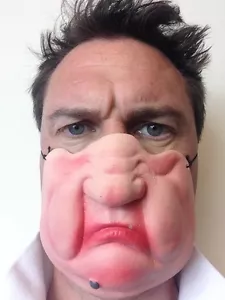 Funny Half Face Grumpy Old Man Mask Mole Face Masks Fat Judge Fancy Stag Party - Picture 1 of 2