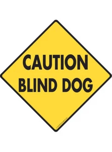 Caution! Blind Dog - Handicap Dog Exterior Aluminum Sign or Vinyl Sticker - Picture 1 of 6