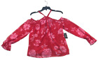 International Concepts Blouse Womens size Small Red Floral Sheer Lined New