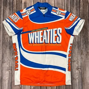 Wheaties Cereal Pearl Izumi Cycling Jersey Zip Top Medium Mens Orange Blue - Picture 1 of 7