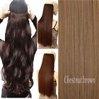 Real Thick AS Human Hair 1Piece Full Head Clip In Hair Extensions Straight Wavy