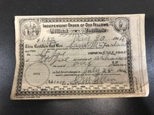 1914 Independent Order of Odd Fellows Official Certificate