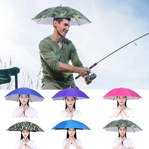 Outdoor Foldable Sun Umbrella Hat Golf Fishing Camping Headwear Head Hat - Picture 1 of 18