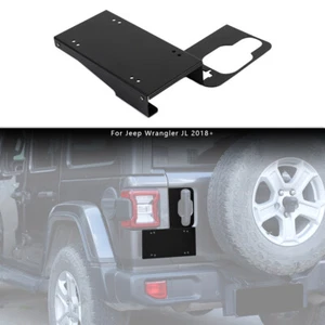 Tailgate Door Handle License Plate Holder Bracket For Jeep Wrangler JL 18+ Black - Picture 1 of 18