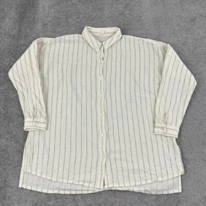 EILEEN FISHER Shirt Women S/M Oversized Boxy Cream White Black Striped Button Up - Picture 1 of 8