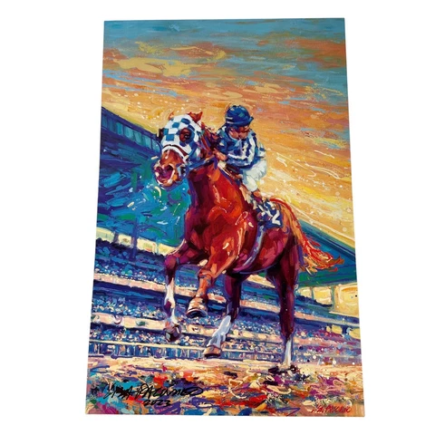 2023 Belmont stakes Secretariat 50th Anniversary Poster SIGNED By Lisa Palombo Cover