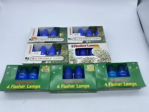 Christmas Bulbs (7) 4 Pack C-9 1/4 Lamps Lights Blub Blue - Picture 1 of 7