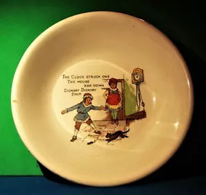 Vtge Hickory Dickory Dock The Clock Struck One Childs Soup Cereal Bowl Unmarke - Picture 1 of 5