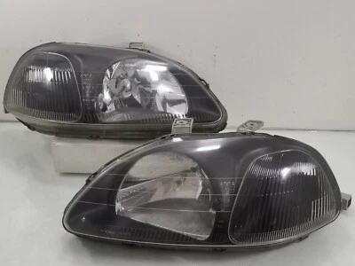 JDM Honda Civic EK SO4 EK3 EK4 BLACK Headlights Lights Lamp Stanley EK9 EJ 96-98 - Image 1 of 4