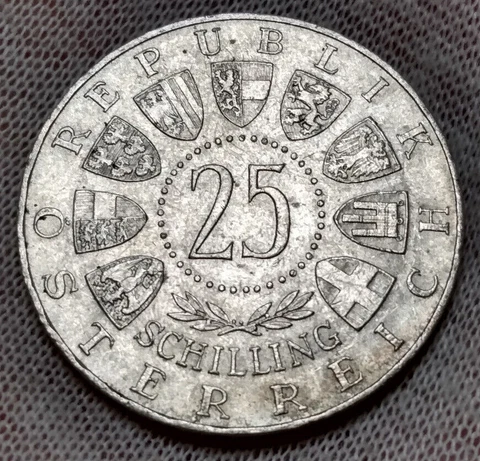 1x 1958 Austria 25 Schilling - One Silver Coin - Auer von Welsbach 1858-1929 Cover