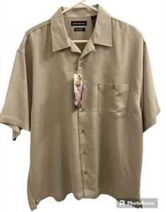 Prime Elements Peached Mens Shirt XL "NWT* Button Down Chino Color Short Sleeves - Picture 1 of 6