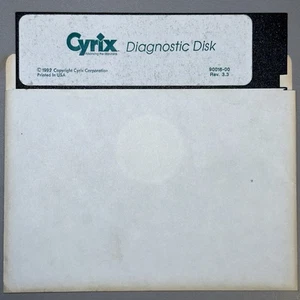 Cyrix Diagnostic Disk 90016-00 Rev 3.3 Vintage 1992 5.25” Diskette - Picture 1 of 3