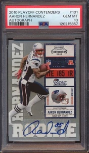 2010 PLAYOFF CONTENDERS AARON HERNANDEZ ROOKIE TICKET AUTO AUTOGRAPH PSA 10! - Picture 1 of 2