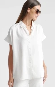 Quince Vintage Wash Tencel Camp Shirt Oversized Boxy Button Front White Small - Picture 1 of 5