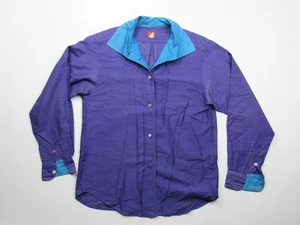 Vtg Kenzo Paris Camp Collar Button Up Purple Colorful Shirt 100% Cotton Sz 38 - Picture 1 of 14