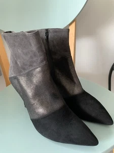 Designer Unisa Ankle Boots Black, Gunmetal And Grey Suede Size 37 Used Once - Picture 1 of 8