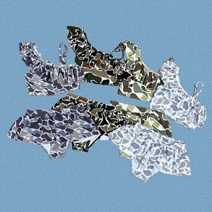Toddler Girls Summer Vacation Beach Camo Bikini 2 Piece Swimsuit - Picture 1 of 11