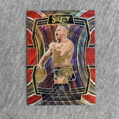 2024 Panini Select WWE #20 Phenomenon Kurt Angle Red Wave Prizm /149 Signed IP - Image 1 of 2