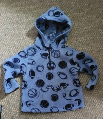 Infant Boy Kidgets Size 12 Month Pullover Hoodie 100% Polyester Sports Ball Blue - Image 1 of 4