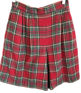 Gonna a quadri vintage senza maniche, misto lana Amanda Smith Petites 10 rossa vita alta - Foto 1 di 7