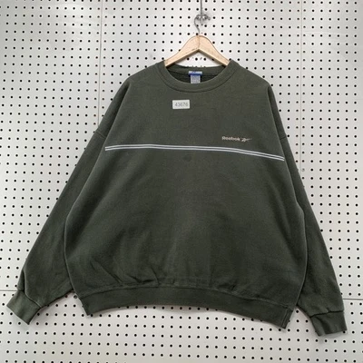 VTG 90s Reebok Crewneck Sweatshirt Mens 2XL Olive Green Embroidered Made USA - Image 1 of 4