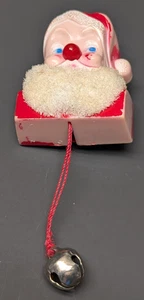 Vintage 50's Light-Up Nose Christmas Santa Lapel Pin w/ Bell Works New Battery - Picture 1 of 6