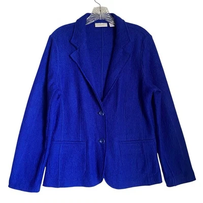Chico's Boiled Wool Blazer Jacket M Royal Blue Lightweight Vibrant Travel Office - Image 1 of 4