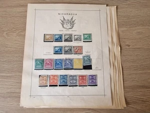 Nicaragua Stamp Accumulation on Ancient Schaubek Pages - Picture 1 of 13