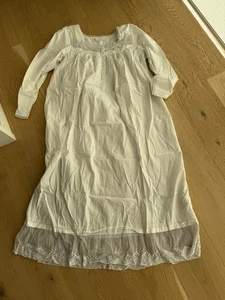 Eileen West Cotton Long Nightgown M Prairie Lace Cottagecore Farmhouse Victorian - Picture 1 of 6