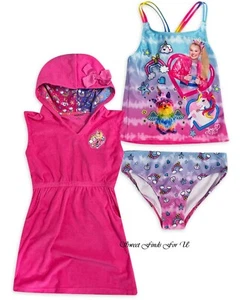 JoJo Siwa Tankini Two Piece Swimsuit Cover-Up Set Girl Size 8-12 Unicorn Bow NWT - Picture 1 of 5