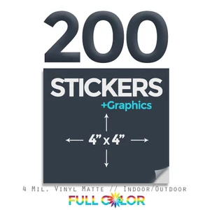200 individuelle Qualität Vinyl AUFKLEBER + KOSTENLOSE Grafiken & Versand (4" x 4") Quadratisch - Bild 1 von 1