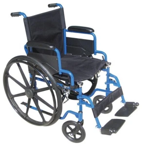 Blue Streak Wheelchair Flip Back Arm Rest Padded Desk Footrest Lock Brake Mobile - Picture 1 of 12