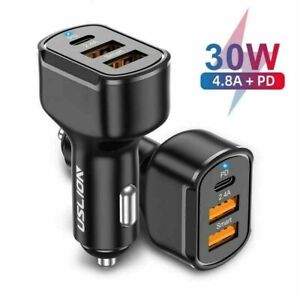 USB PD 30W Type-C Car Charger Fast Charge Adapter For iPhone 13 12 11 Pro Max