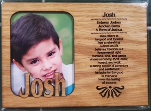 Marco de fotos mate de madera JOSH grabado 5""X7"" significado del nombre NUEVO - Imagen 1 de 1