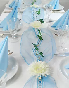 Kompl Tischdeko Tischschmuck Taufe Geburt Junge hellblau ca 8-10 Pers - Bild 1 von 9