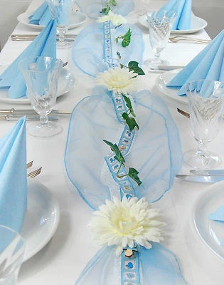 FIBULA[STYLE]® Kompl Tischdeko Tischschmuck Taufe Geburt Junge hellblau ca 8-10 Pers