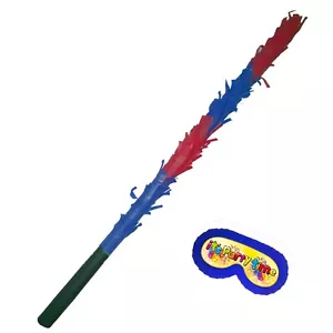 Red and Blue Party Pinata Buster Stick Blindfold Smash hitting bat mask bash boy - Picture 1 of 1