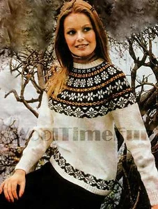 Knitting Pattern Womens Classic Fair Isle Nordic Skiing Sweater 36-40 Inch Chest - Picture 1 of 1