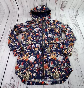 Columbia West Bluff Jacket Womens M Blue Nocturnal Birds Floral Hooded Outdoor - Picture 1 of 23