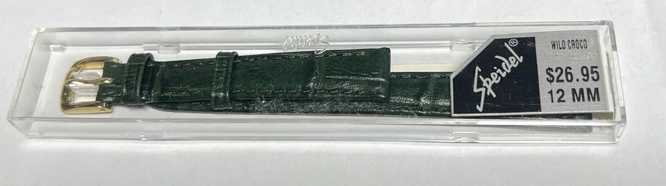 12MM DARK GREEN SPEIDEL GENUINE LEATHER WILD CROCO PATTERN WATCH BAND ! - Image 1 of 3