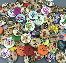 100pcs Mixed pattern Wood Buttons 2 Holes Sewing 20mm Craft Lots