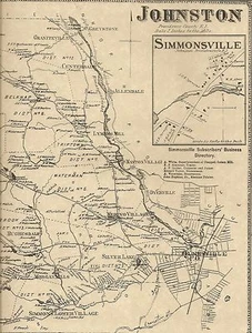 Johnston Lymansville Merino Centerdale RI 1870 Maps with Homeowners Names Shown - Picture 1 of 5