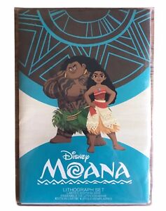 Disney Moana Lithograph Set Of 4 Frameable Pictures New In Folder 2000 Edition