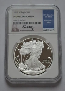 2018-W Silver Eagle NGC PF70 Ultra Cameo Proof - Ed Moy Signature Series - Picture 1 of 6